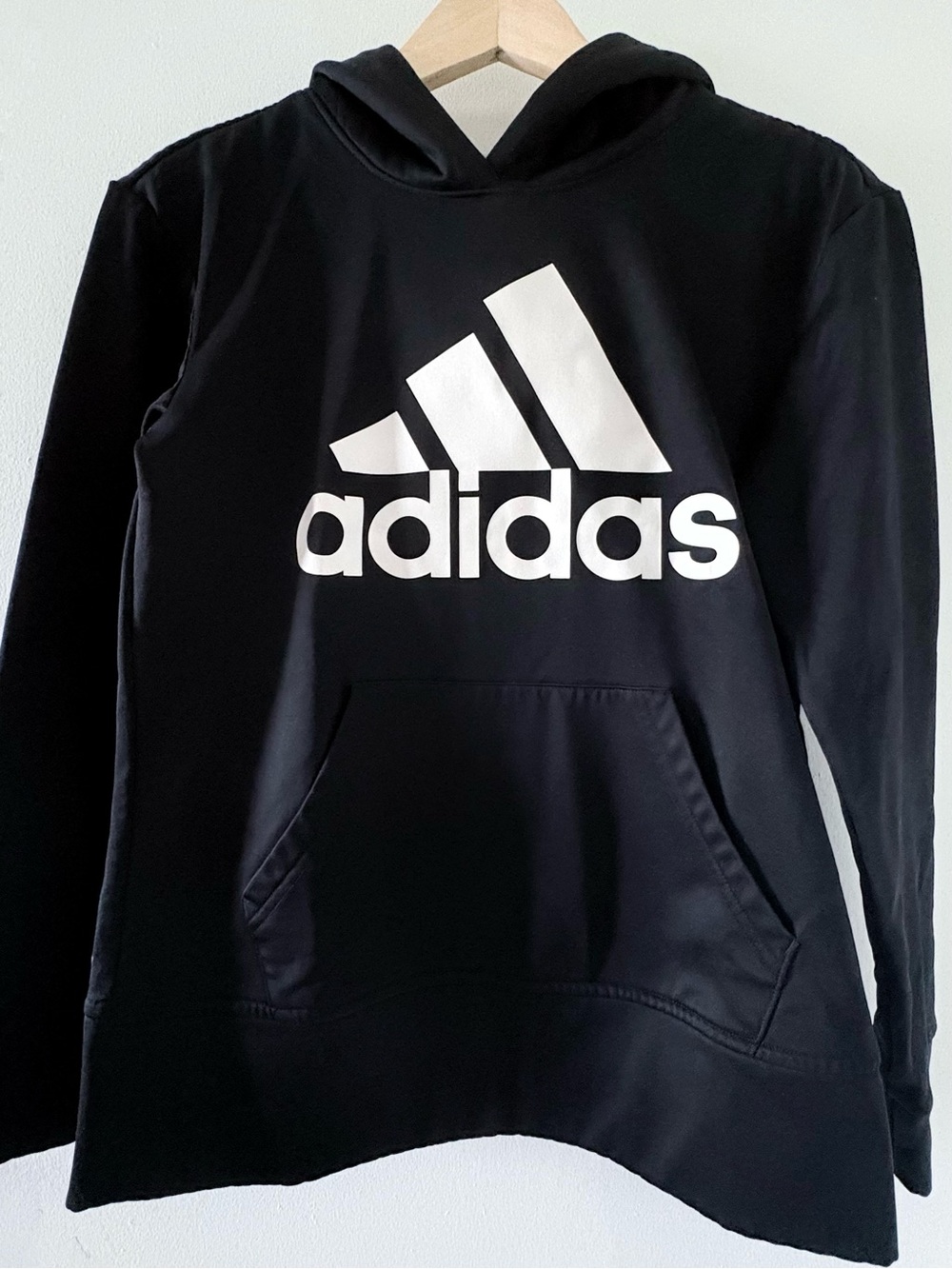 adidas AEROREADY Big Logo Pullover Hoodie Black White Size XS Activewear